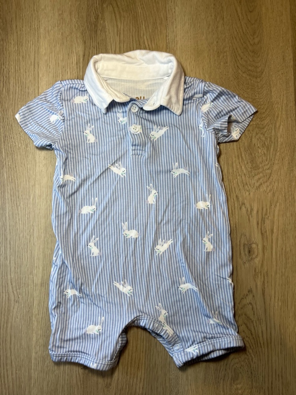 Little Sleepies Bunny Polo Romper Bamboo